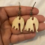 Hammer Jeans elephant shaped Off White hand carved Dangle earrings ethnic Tribal KenyaAfrica Photo 2