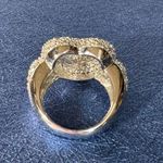 14KT Yellow Gold Pave Diamond Heart Ring Size 6 Silver Photo 6