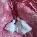 Charter Club NEW  Linen Pink Top Butterfly Crochet Cutout Summer Vacation Tassels Photo 4