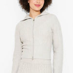 Wild Fable  Women's Cable Zip Hoodie Sweatshirt Light Gray M NWT Photo 0