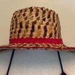 Straw Hat with Red Trim Tan Photo 0