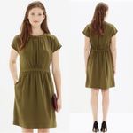 Madewell • Moonset Silk Dress olive green washed midi shift Photo 5