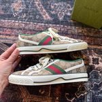 Gucci Tennis 1977 Women’s GG Low Top Sneakers Stripe Green Red Photo 7
