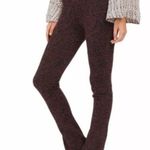 Free People  Wine & Black Knit Jacquard Flair Hem Wide Leg Pants S Photo 6