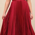 NWOT Lulus Got the Glam Wine Red Pleated Cutout Maxi Dress Pink Size L Photo 0