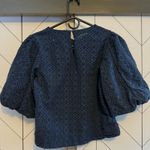 joe's jeans Joe’s Women Small Navy Blue Cotton Eyelet Flare Puff Sleeve Round Neck Blouse Photo 1