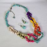 Handcrafted Natural Stone Necklace and Earrings Set New Orange Photo 1