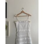 V. CHAPMAN Lily White Ruched & Ruffled Stretch Midi Dress Size 6 Photo 4
