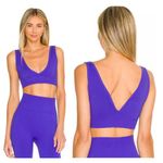 We Wore What  Sleeveless V-Neck Seamless Ribbed Sport Bra Sapphire Women's Size M Photo 1
