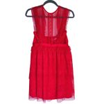 Three Floor  Sheer Lace Tiered Mini Dress Small Red Fairy Romantic Coquette Event Photo 3