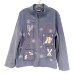 Croft & Barrow  Fleece Winter Jacket Women's Size XL Blue Gray Cottagecore‎ Snow Photo 0