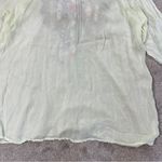 Johnny Was  Women’s Floral Embroidered V-Neck Blouse Top Sheer in Mint Green 1X Photo 7