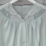 Vintage Shadowline Satin Nylon Short Sleeve Robe Size S Blue Lace Housecoat Photo 2