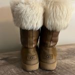 UGG  Aya Waterproof Leather Fur Trimmed Tall Boots Sheepskin Lined Women’s Size 7 Photo 2