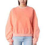 GAS‎ Jeans Orange Crew Neck Ruched Sleeve Sweatshirt Size Small New Photo 0