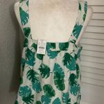 J.Crew Tropical Monstera Leaf Button Front Linen Tank Camisole NEW Size M Palm Photo 1