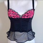 Mesh Rosette Floral Bustier Corset Black Size undefined Photo 1