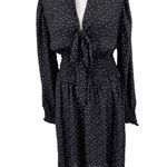 Max Studio Smocked Waist Midi Dress Long Sleeves Black & White Size L New w/Tag Photo 2