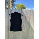 DKNY sleeveless Collared Ruffled Front Button Closure Black Sz Large Fall Winter Photo 5