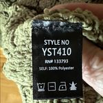 POL  Oversize Olive Green Chunky Knit Olive Sweater with Hoodie and Ties. Nubby Photo 4