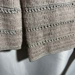 Hand Crocheted Mohair Blend Cardigan Sweater Womens M Beige Dusty Pink Knit SEE Tan Size M Photo 6