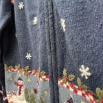 Croft & Barrow Vintage  Blue Americana Snowman Winter Christmas Cardigan LARGE Photo 2