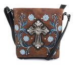 Cross Flower Blossom Western Crossbody Purse Brown Photo 0