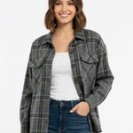 SheIn Plaid Flannel Shirt M 22.75” p2p Gray Multi EUC Photo 0