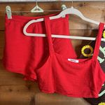 Showpo. Zanrie Linen two piece crop top high waist mini flare shorts Cherry Red Size 2 Photo 3