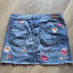 American Eagle  Outfitters Floral Embroidered Denim Mini Skirt Photo 1
