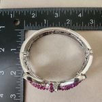 Silver with Pink and Clear CZ Bow Clamper Hinge Bling Bracelet Photo 7