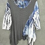 Vtg 90s tunic top womens 3X geometric artsy lagenlook asymmetrical hem fairy Blue Photo 0