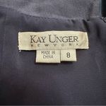 Kay Unger Navy Collared Midi Dress with Plunging Neckline Blue Size 8 Photo 2