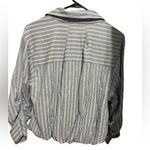 Democracy  Three Quarter Tucked Sleeve Button Down Spliced Stripe Woven Shirt Photo 1