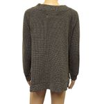 French Laundry  Textured V Neck Brown Button Front Long Sleeve Pullover Top Sz S Photo 5