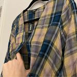 EXPRESS Plaid Surplice Peplum Top Blouse NEW Size Medium Photo 3