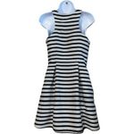 EXPRESS  Textured Skater Dress Stripe Mini Quarter Zip Black NWOT ‎ Size 6 Photo 4