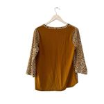 Van Heusen Mustard Floral V-Neck Mixed Media Print 3/4 Sleeves Office SZ M #2331 Photo 3