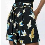 ZARA NWT birds print black belted paperbag shorts XS Photo 14