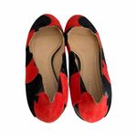 Charlotte Olympia  Rare Suede Black Red Ace of Hearts Designer Flats Sz 39.5 Photo 4
