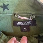 Jou Jou Women’s XS Green Star Print Utility Jacket Military Style Photo 3