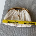 Vintage 70’s White Eyelet Cotton Lace Clutch Purse Bamboo Handles Photo 5