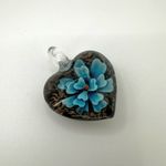 Heart blue glass lamp work pendant Photo 2