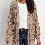 Maurice's Tan & Gray Leopard Print Plush Open Front Cardigan Photo 0