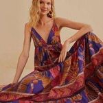 Farm Rio 💕💕 Blue Forest Mosaic Sleeveless Maxi Dress ~ Large NWT Photo 0