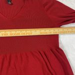 Alfani Women's Red Top Tunic 2X Peplum V-Neck Babydoll Puff Crocheted Sleeves Holiday Photo 3