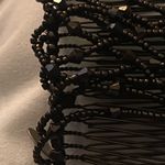 Vintage Black Beaded Hair Comb Comba Set 2pc Attached 2” W X 3” L Photo 2