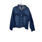 AQUA  Denim Jacket‎ XL Silver Studded Dark Wash Jean Coat Women's Photo 6
