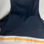 Wilo the Label Athletic Sporty Workout Navy/Marigold High Neck Sports Bra Sz S Yellow Photo 3