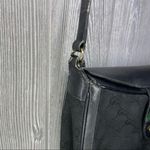 Gucci Vintage Black Canvas Leather Saddle Purse bag long crossbody strap Photo 3